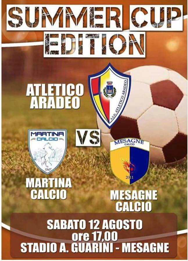 Mesagne Calcio, Domani la prima “Summer Cup Edition” triangolare con Aradeo e Martina