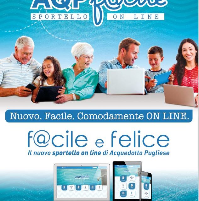 Online “AQP f@cile”, il nuovo sportello commerciale di Acquedotto Pugliese